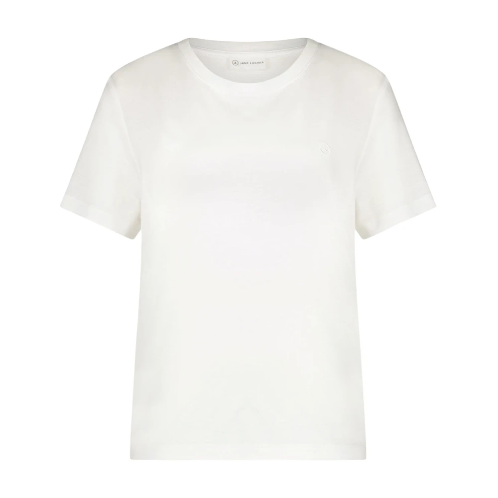Jane Lushka Organisch Katoenen Logo T-Shirt | Wit White Dames