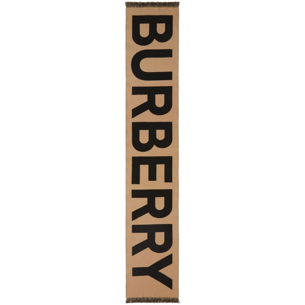 Burberry Logo Jacquard Wollen Sjaal Beige Heren