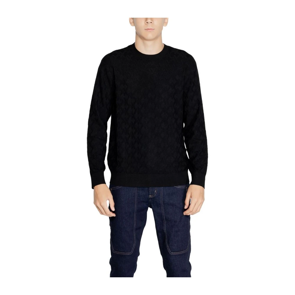 Armani Exchange Gebreid T-shirt voor mannen Black Heren