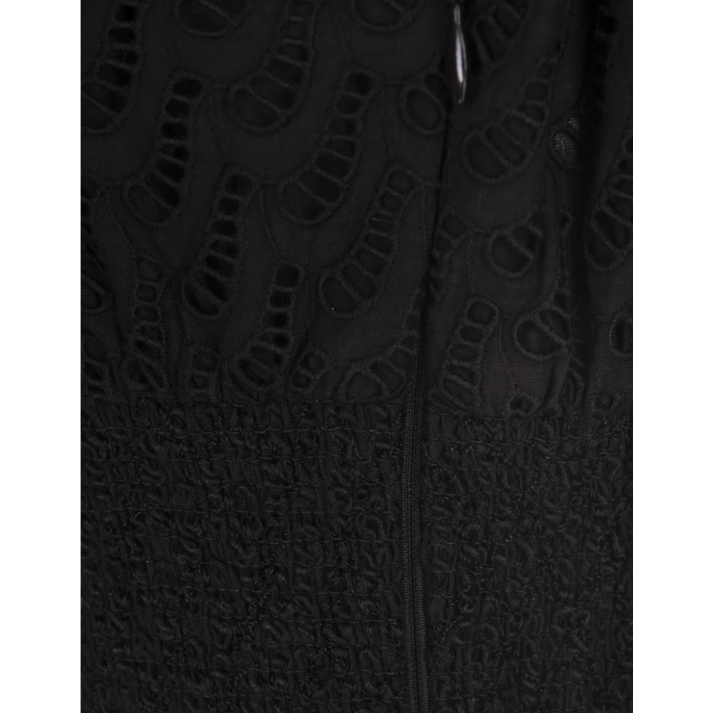 TORY BURCH Zwarte Geborduurde Midi Jurk Black Dames