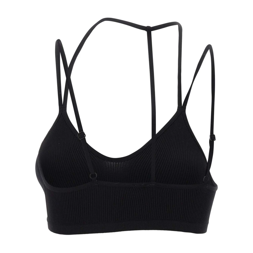 Andrea Adamo Zwarte Geribbelde Bralette met V-hals Black Dames