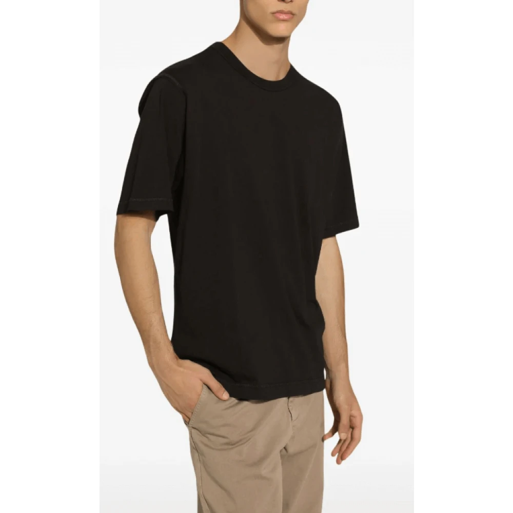 Dolce & Gabbana Zwart Katoenen Crew Neck T-shirt Black Heren