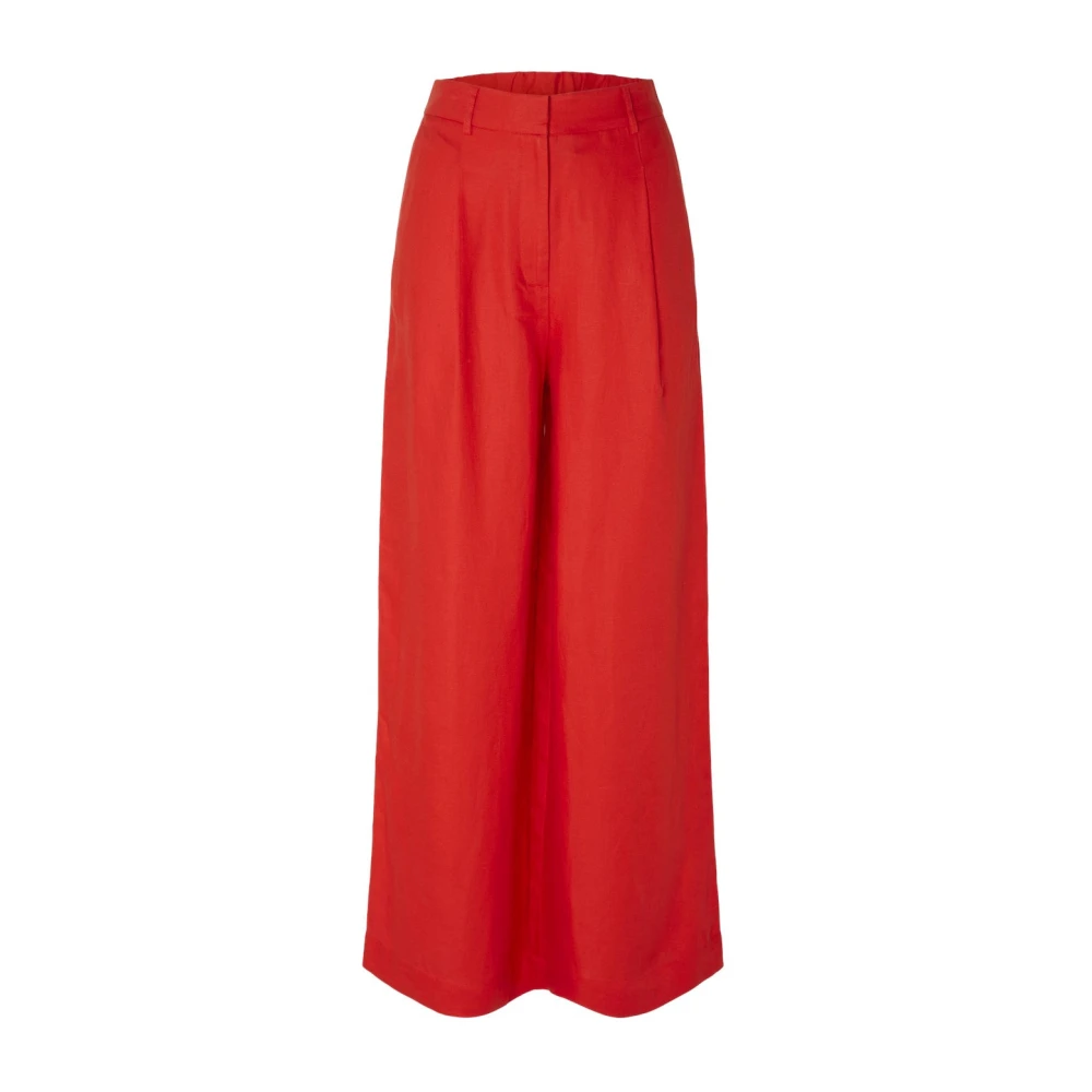 Selected Femme Wide Trousers Red Dames