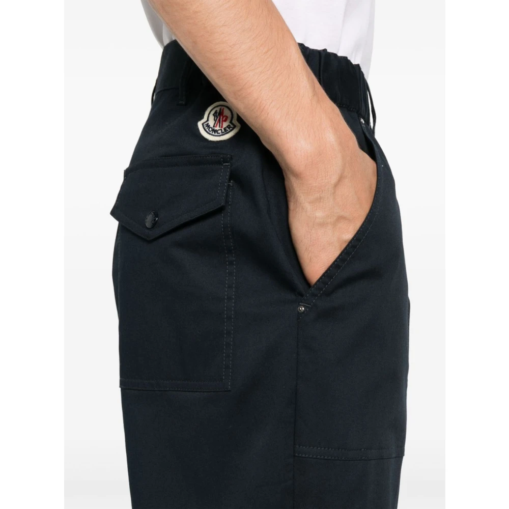 Moncler Marineblauwe Katoenmix Gabardine Broek Blue Heren