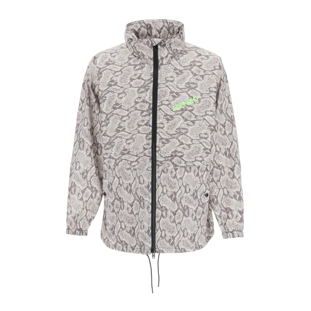 Kenzo Men's Beige Light Jackets, Xs, Snakeskin Printed Jacket With Hood