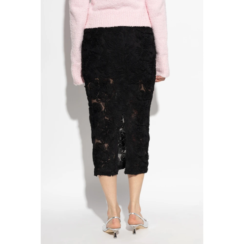 Rotate Birger Christensen Tule rok met achter split Black Dames
