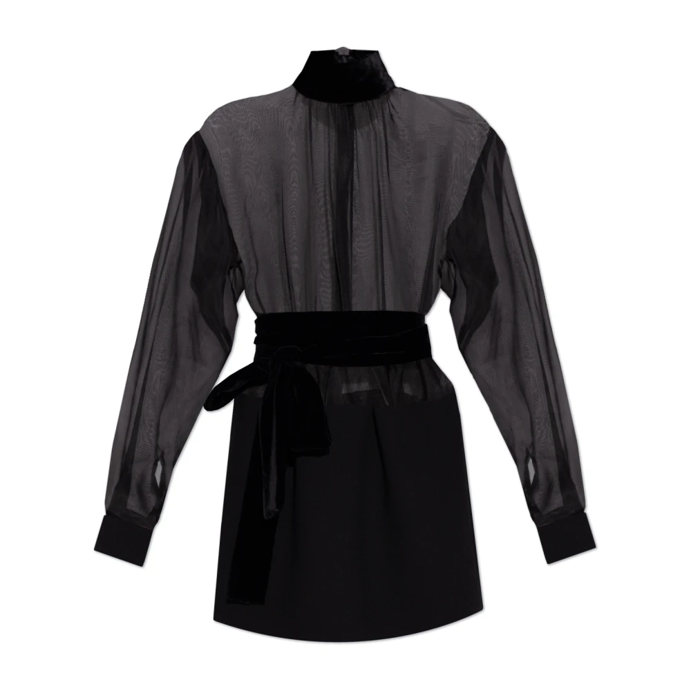 Dolce & Gabbana Organza japon met fluwelen details en tailleband Black Dames