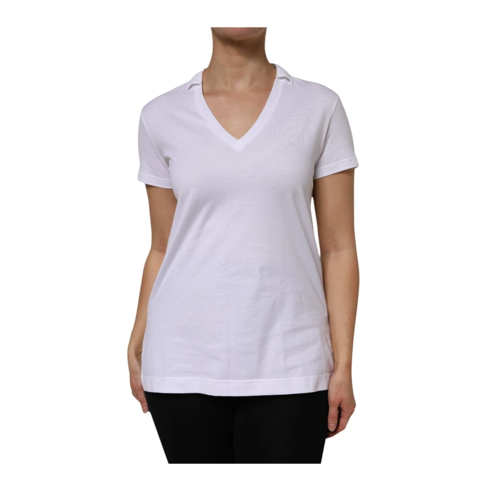 Dolce & Gabbana T-Shirts, Female, S, V Neck T-Shirt White