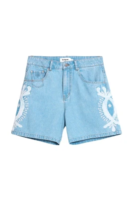 Denim Bermuda Shorts med Broderi