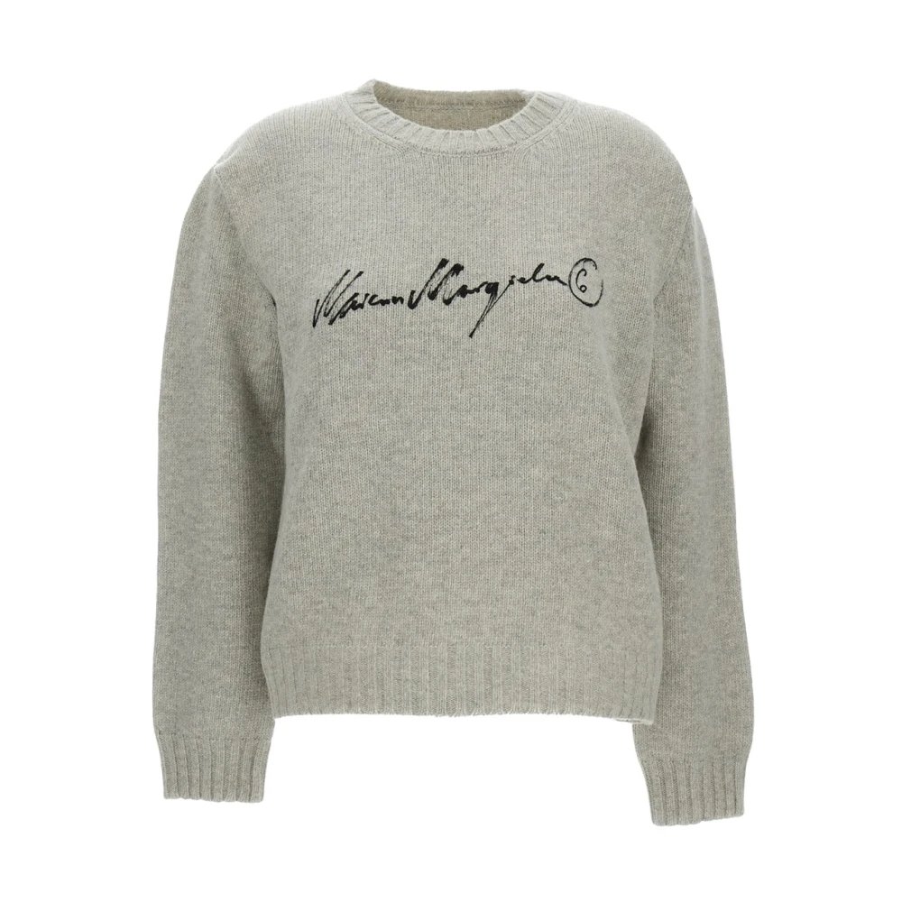 Mm6 Maison Margiela Women's Gray Round-Neck Knitwear - Round-Neck Knitwear - S - Knitwear
