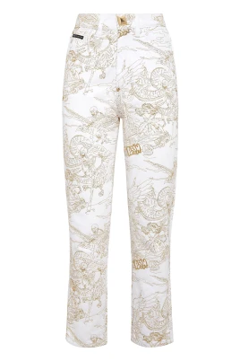 Skeleton-print Cropped Jeans