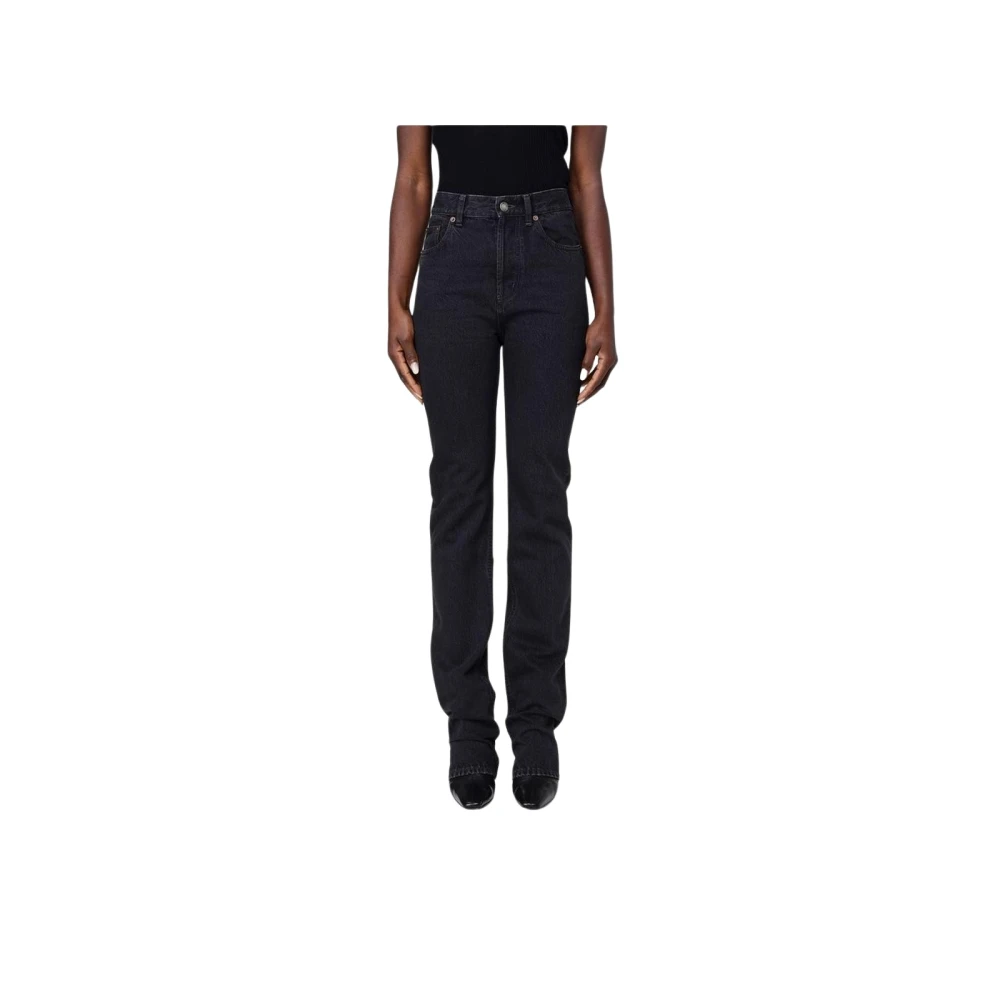 Saint Laurent Women's Black Cotton Straight-Leg Jeans