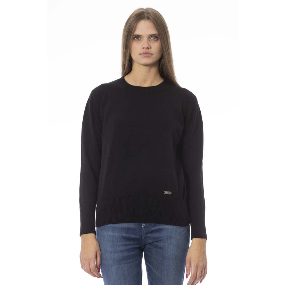 Baldinini Lange mouw ronde hals trui Black Dames