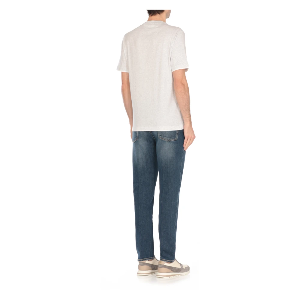 BRUNELLO CUCINELLI Grijze Katoenen T-shirt met Logo Borduurwerk Gray Heren