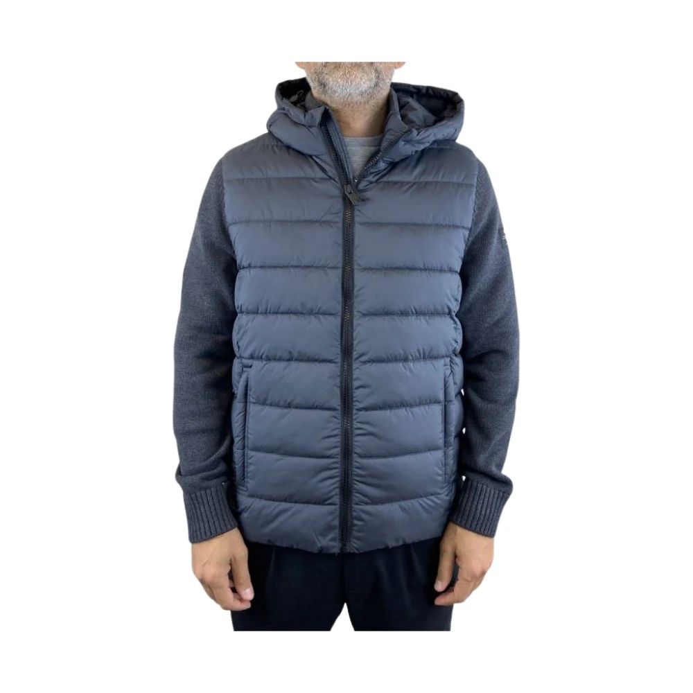 Ecoalf Gewatteerde jas met gebreide mouwen Blue Heren