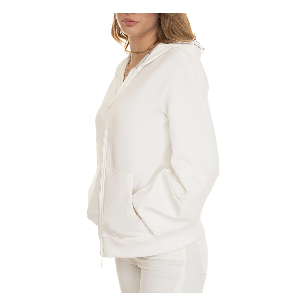 Emporio Armani Hoodie met logo en kangoeroezakken White Dames