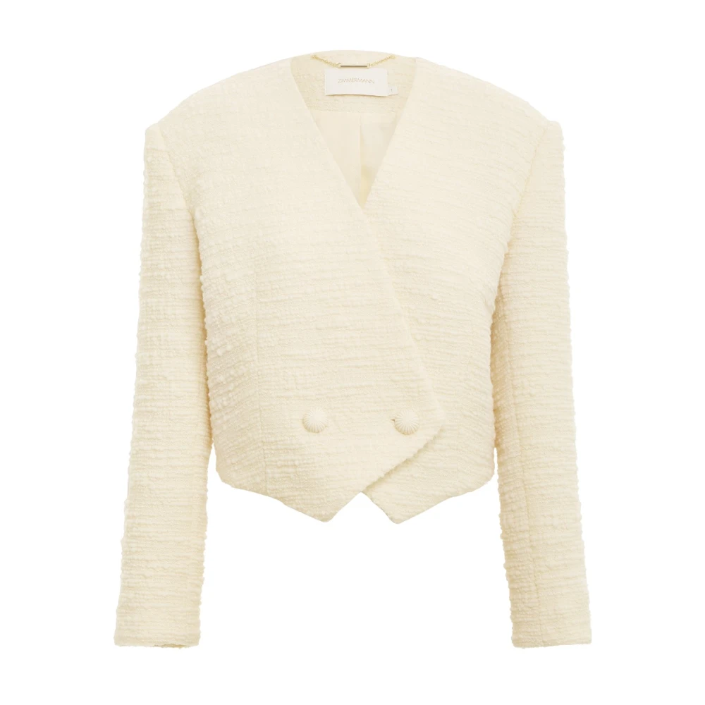 Zimmermann Femme Beige Vestes, Taille: 38 Fr Luminosity Cropped Blazer