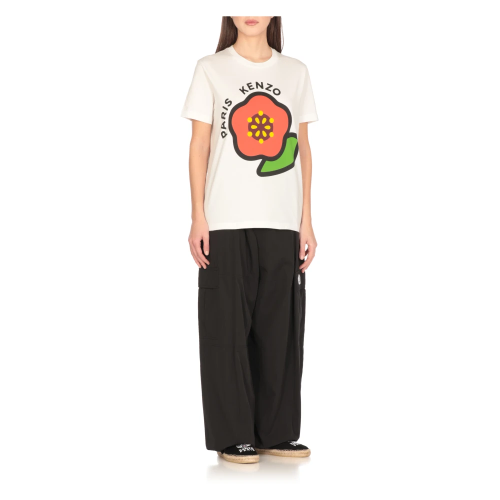 Kenzo Wit Katoenen T-shirt met Logoprint White Dames