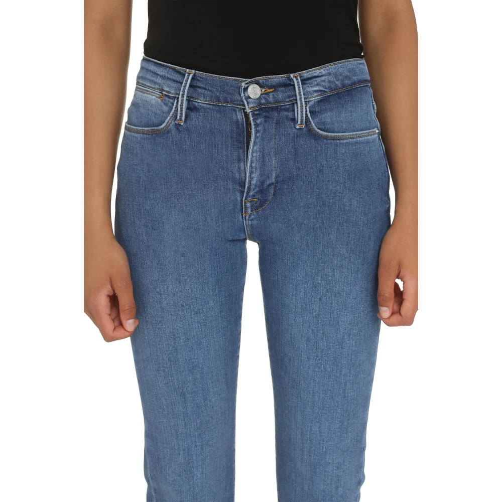 Frame High Straight Jeans met Contraststiksels Blue Dames