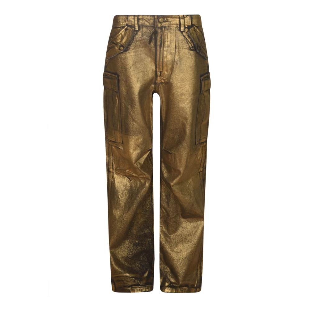 R13 Cargo Broek met Knopen en Riem Brown Dames