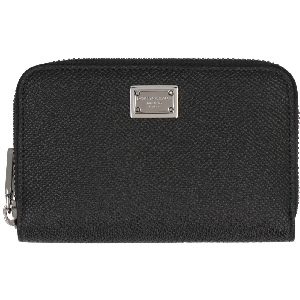 Dolce & Gabbana Men's Black Dauphine-Print Leather Wallet