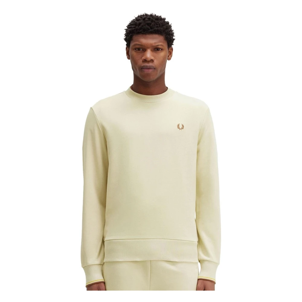 Fred Perry Beige Geborduurd Logo Crew Neck Sweatshirt Beige Heren