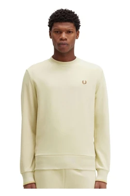 Beige Broderad Logotyp Crew Neck Sweatshirt
