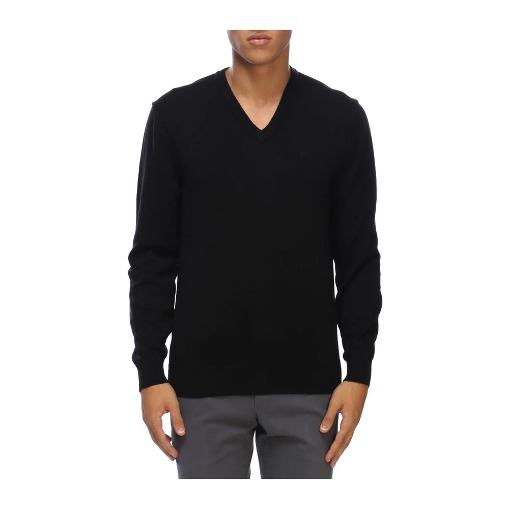 Armani Exchange Herren Blau V-Ausschnitt Strickpullover