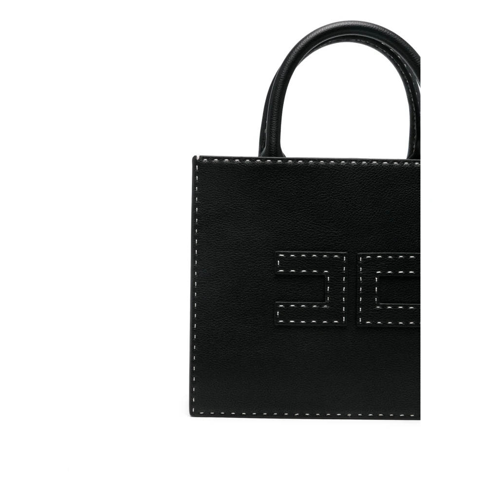 Elisabetta Franchi Zwarte Leren Handtas 110 Borsa Black Dames