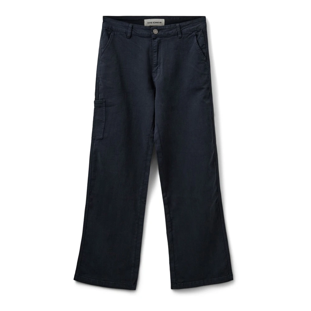 Sofie Schnoor Blue Navy Straight-Leg Trousers With Side Pocket - Female - Straight Trousers - L - Trousers