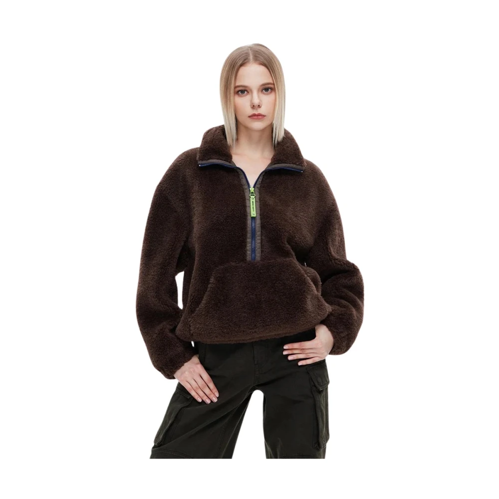 Miss Sixty Vintage Imitatieleren Jas met Halve Rits Brown Dames