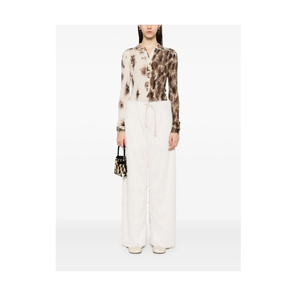 Darkpark Elastische Taille Franje Detail Broek White Dames