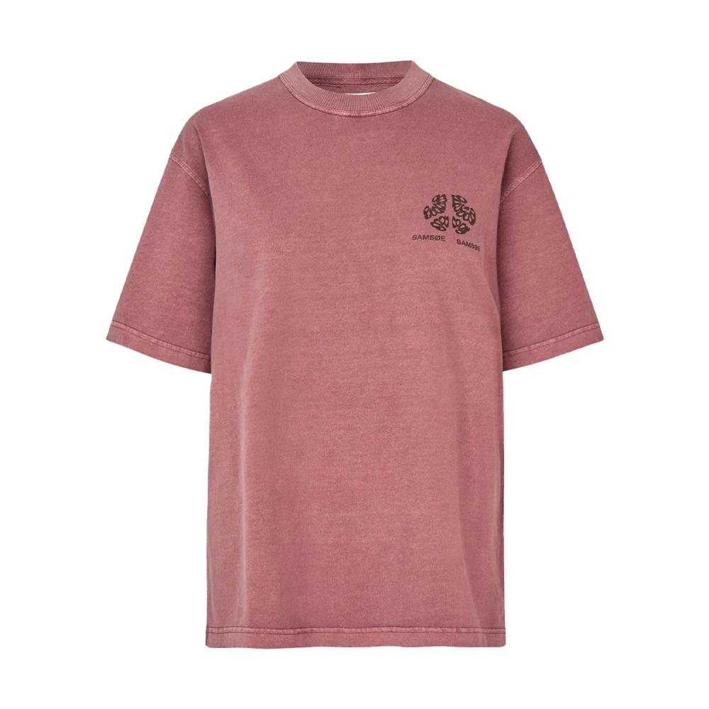 Samsøe Gestreept Jersey T-shirt Regular Fit Pink Heren