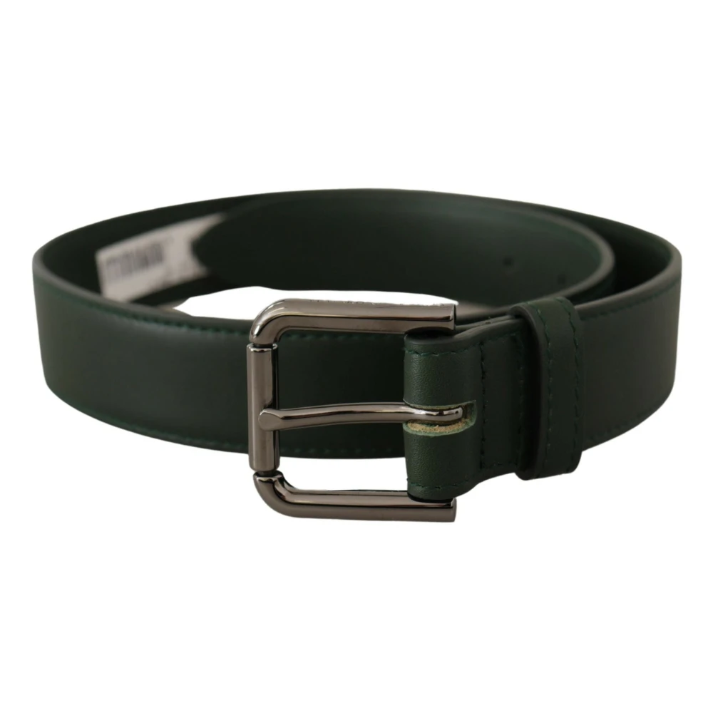 Dolce & Gabbana Women's Dark/Green Elegant Leather Belt With Logo Buckle