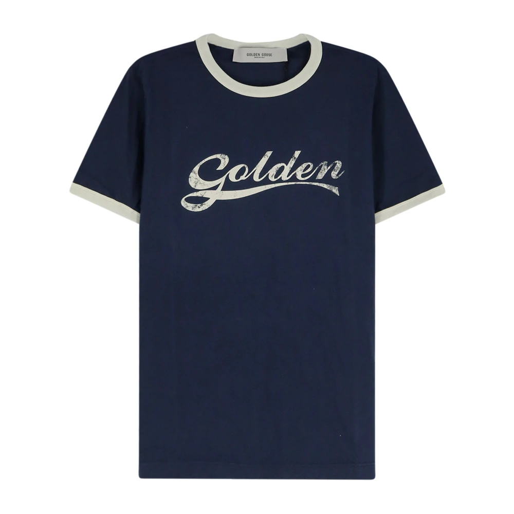 Golden Goose Mannelijk Blauw Tops Heren, L, Katoen, Journey Slim T-Shirt