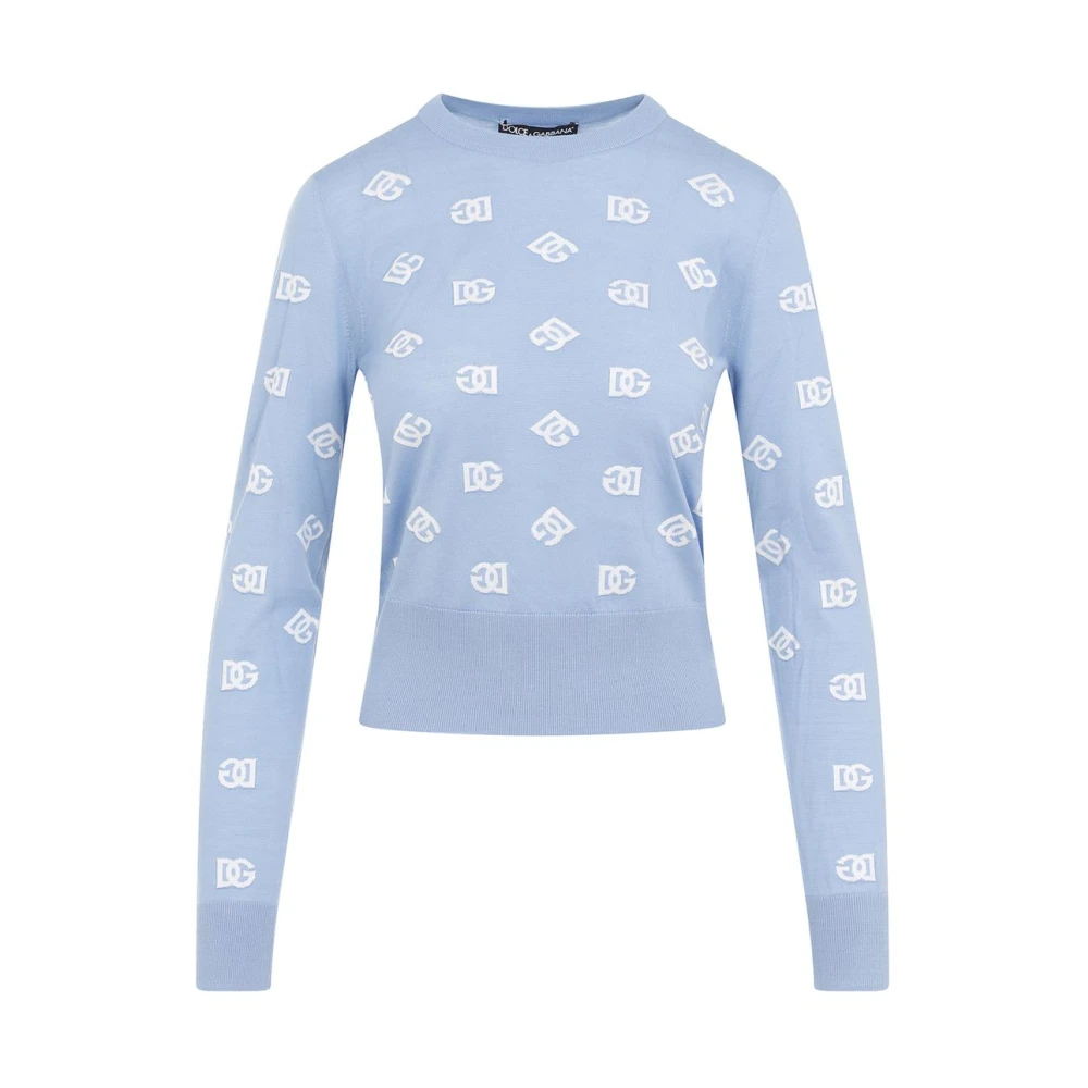 Dolce & Gabbana Logo Ingelegde Jumper Blue Dames