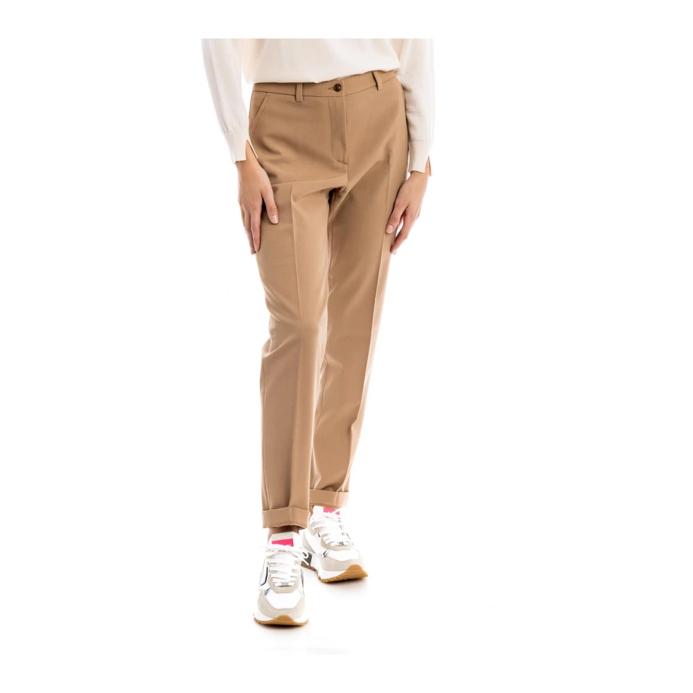 Seventy Brown Pantalone In Misto Lana - Female - Slim-Fit Trousers - Xs - Trousers