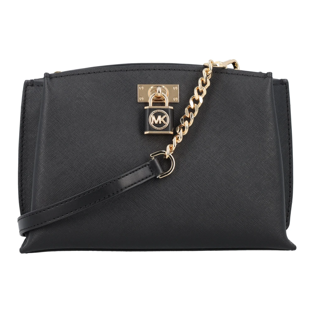 Michael Kors Ruby Saffiano Leren Messenger Tas Black Dames