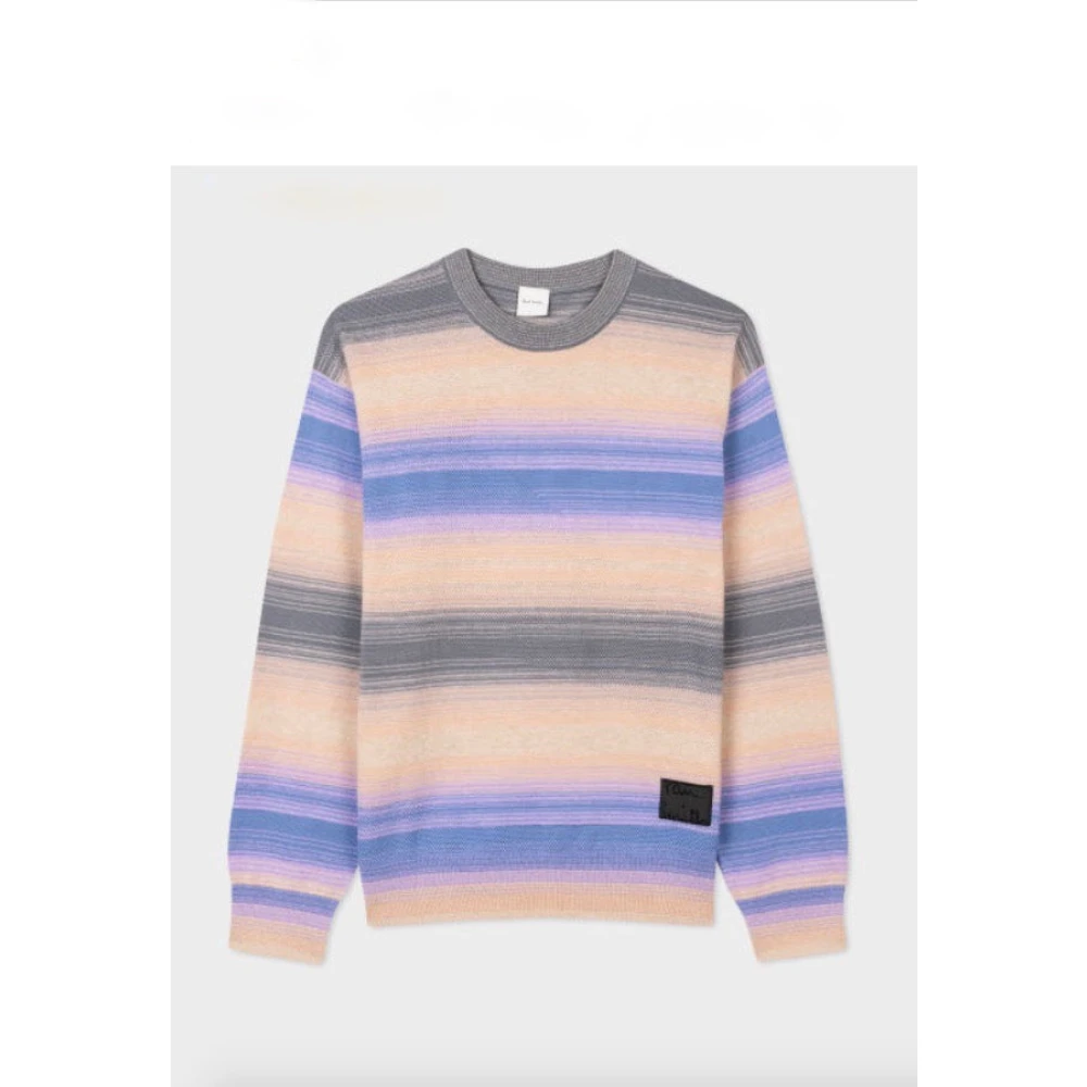 Paul Smith Gestreepte Katoenen Crewneck Sweater Gray Heren