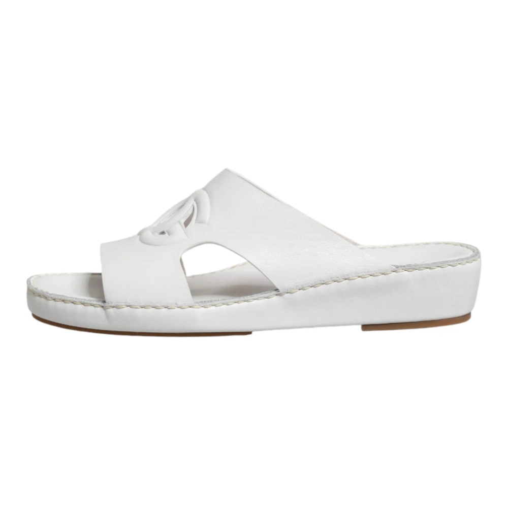 Dolce & Gabbana Men's White Sliders, 10 Uk, Cutout Rubber Slides