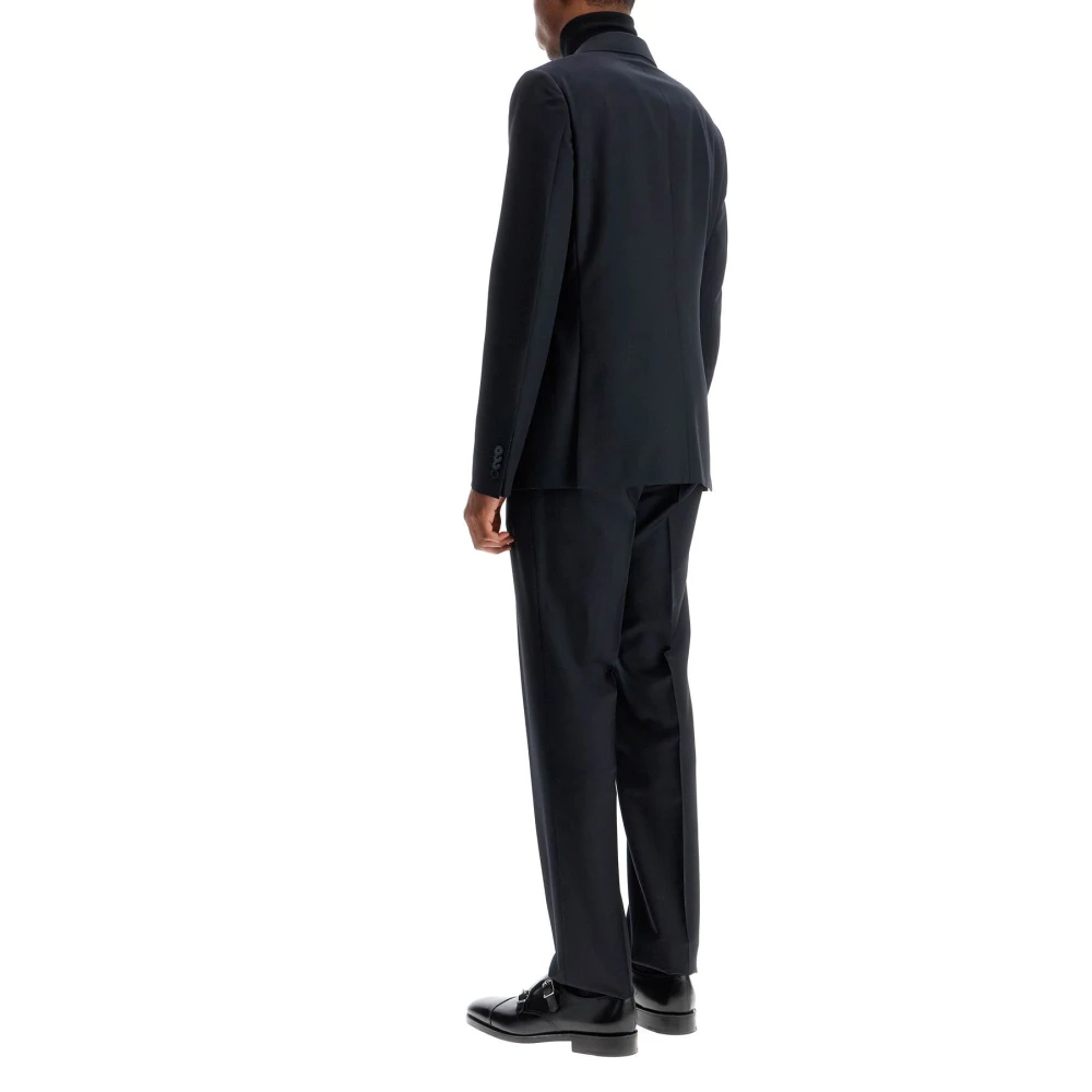 Ermenegildo Zegna Wol Mohair Twill Blazer Broek Set Black Heren