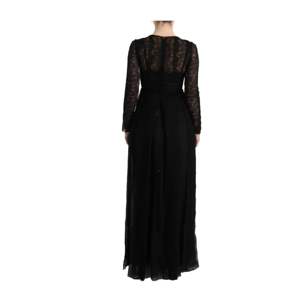 Dolce & Gabbana Elegante Zwarte Kokerjurk met Lange Mouwen Black Dames