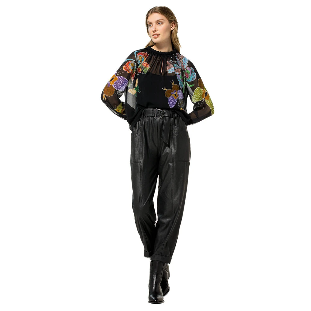 Caroline Biss Eco Lederen Comfort Broek Black Dames
