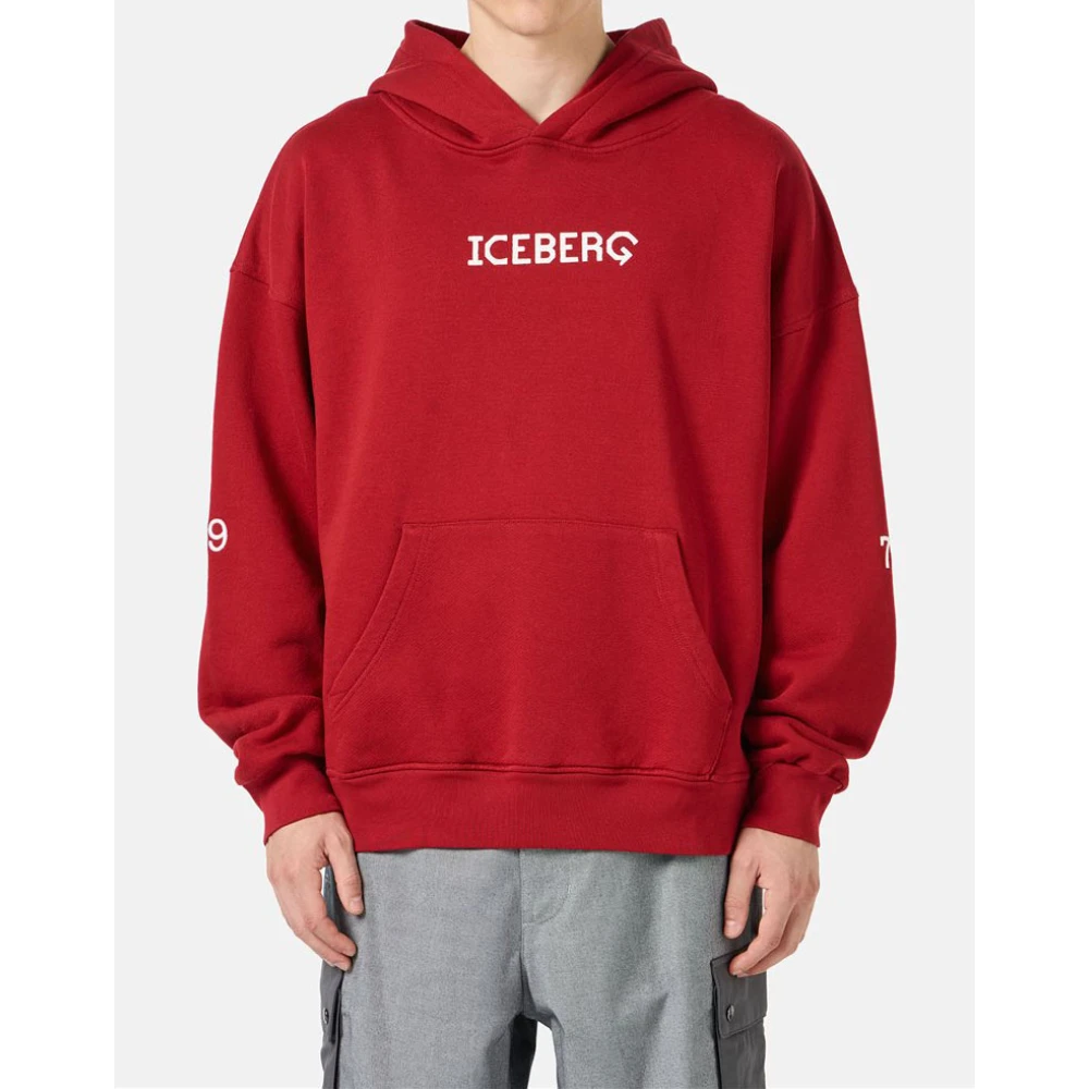 Iceberg Sweatshirt met capuchon en bedrukt logo Red Heren