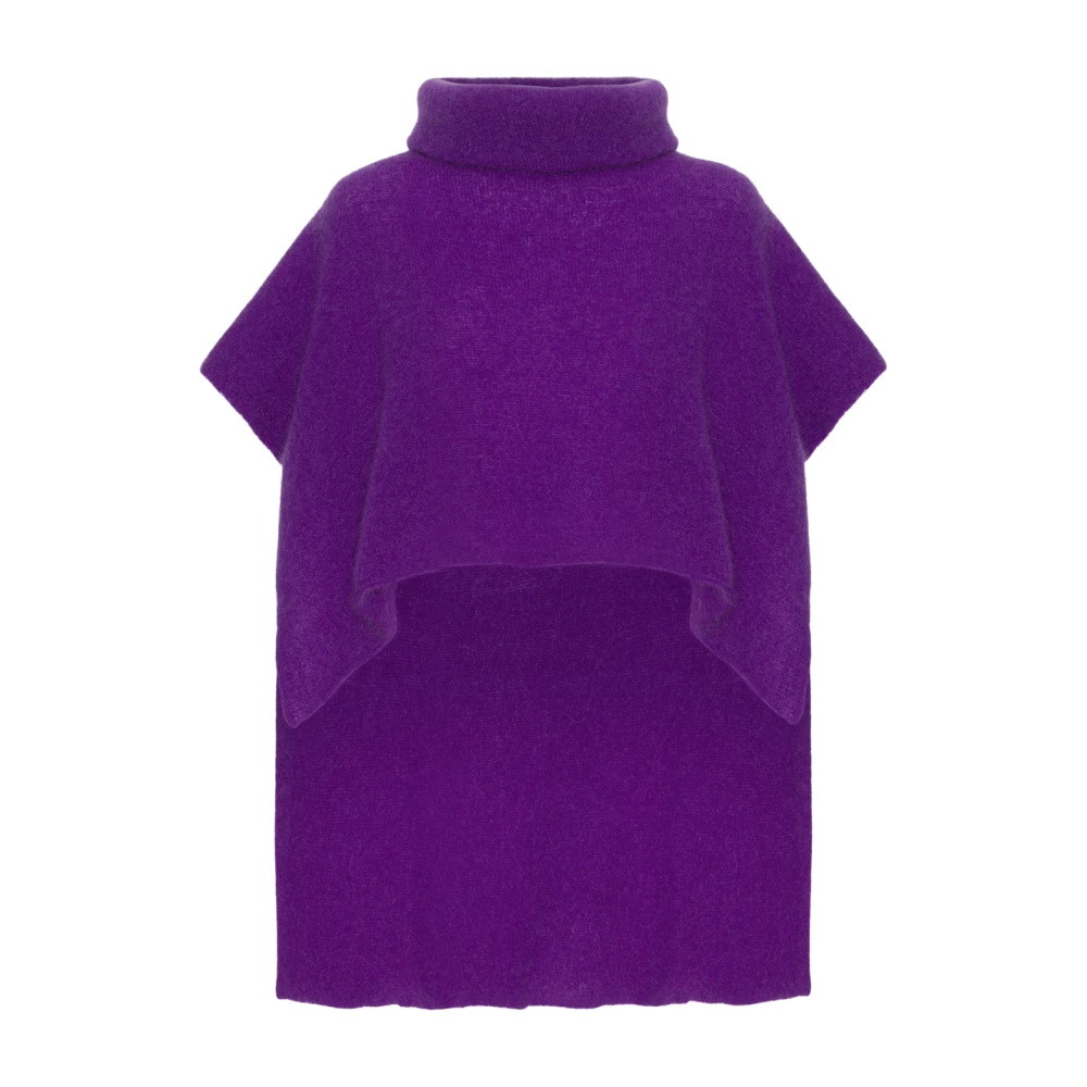 American Dreams Elegante Mouwloze Poncho Diep Paars Purple Dames