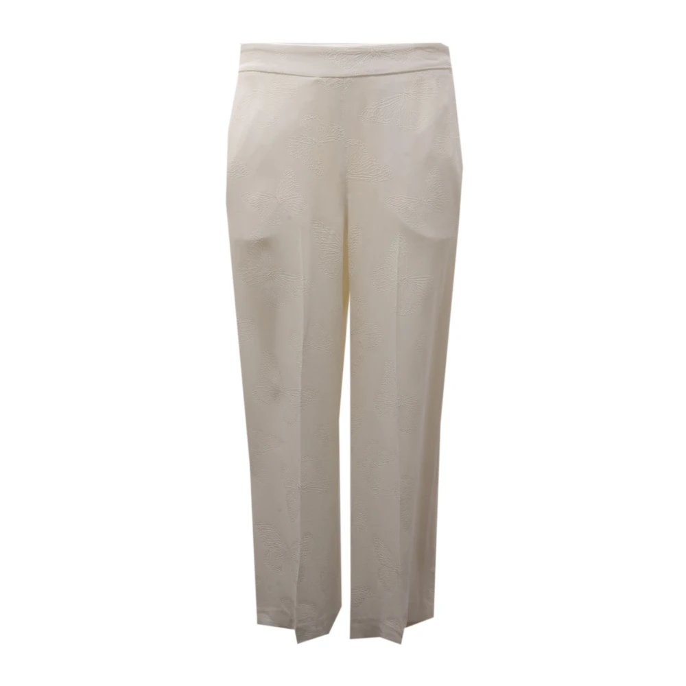 Twinset White Embroidery High Waist Trousers - Female - Straight Trousers - S - Trousers