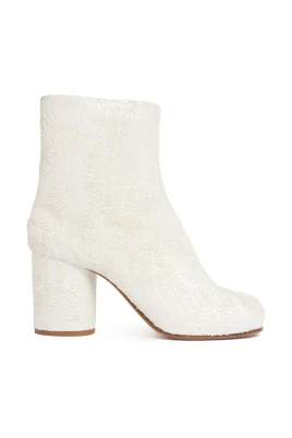 White Pearl Suede Laser-Cut Boots