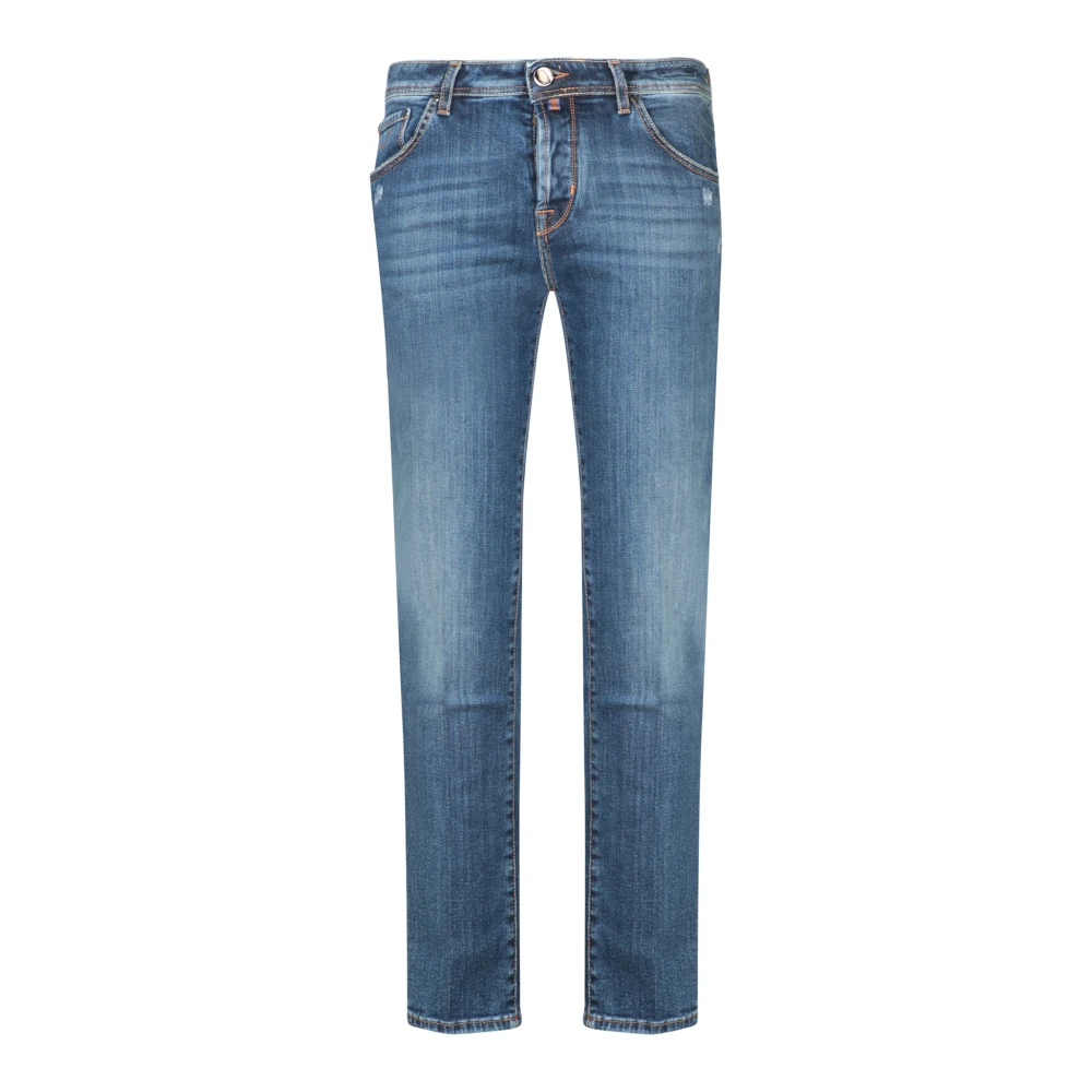 Jacob Cohën Blauwe Slim Fit Jeans met Logo Borduursel Blue Heren
