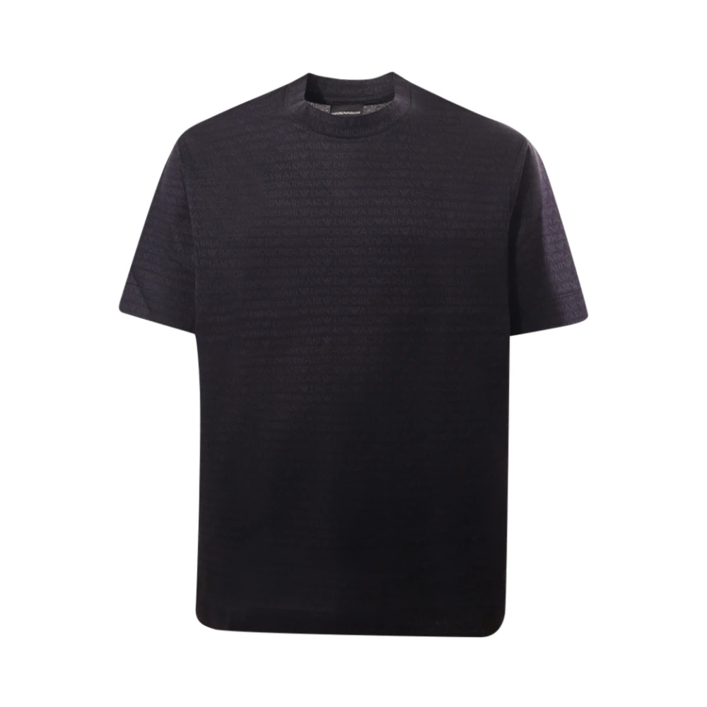 Emporio Armani Zwart T-shirt met letters Oversized Fit Black Heren