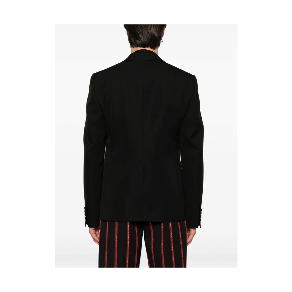 alexander mcqueen Zwarte T-Bar Jas met Schoudervullingen Black Heren
